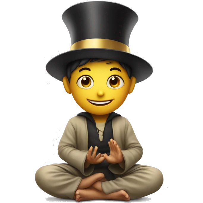 A happy kid meditating with a magician hat emoji