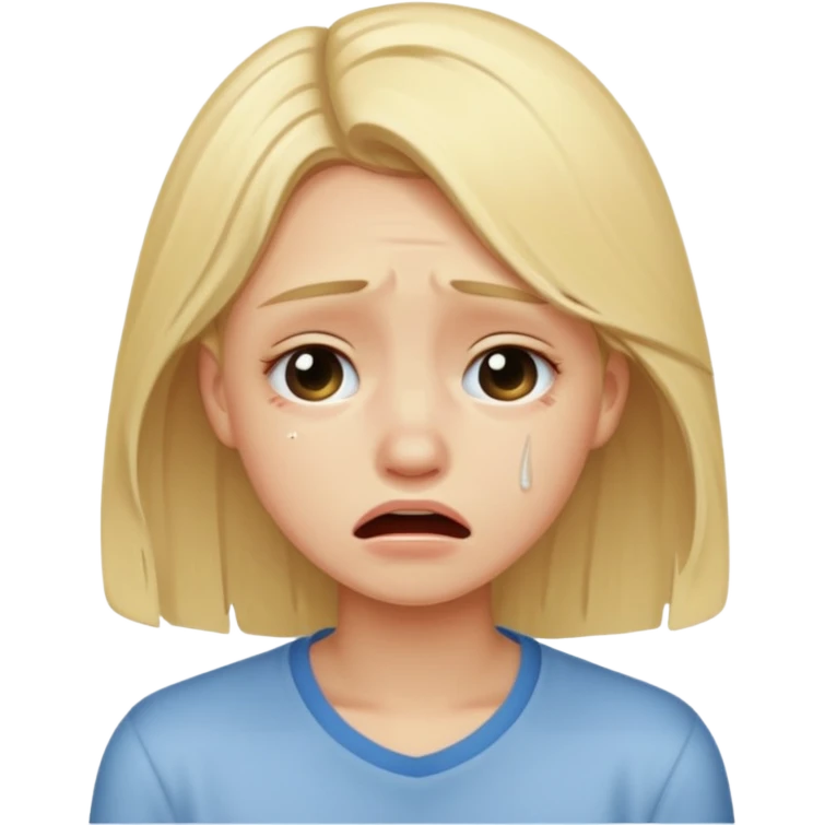 blonde teenager crying emoji
