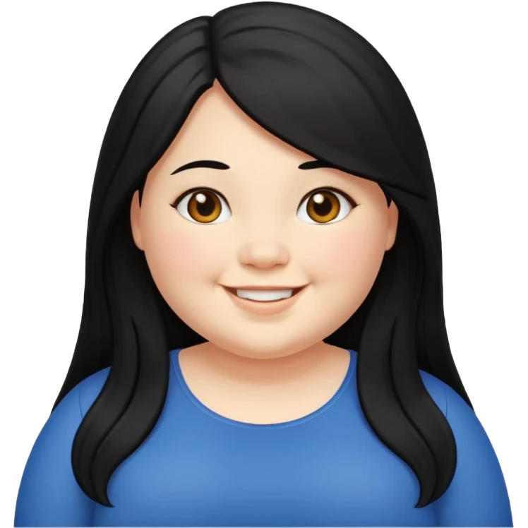 Long black hair chubby girl she’s happy emoji