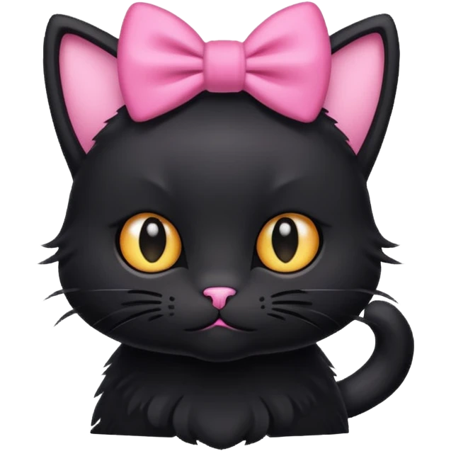 Black cat with pink bow emoji