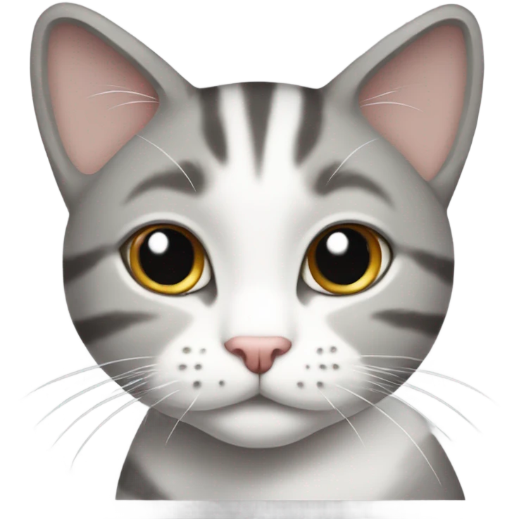 Grey and white tabby cat with white chin and paws emoji