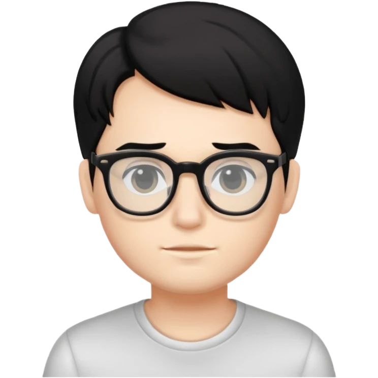 very pretty and very white skin boy with black hair and glasses  emoji
