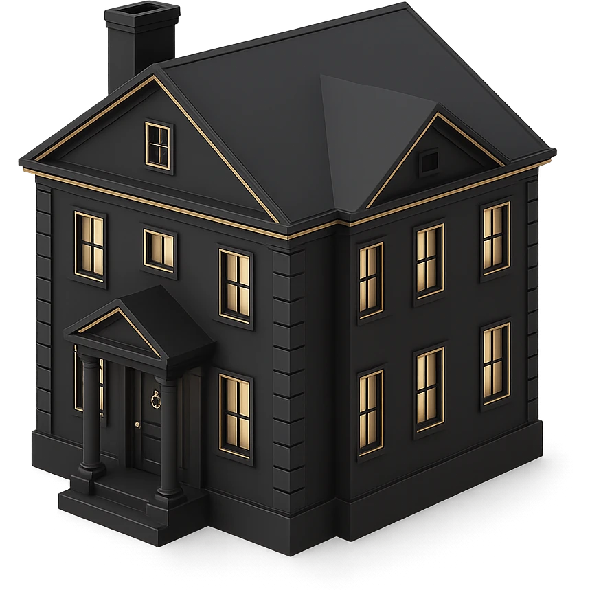a classic house in 3D black style emoji