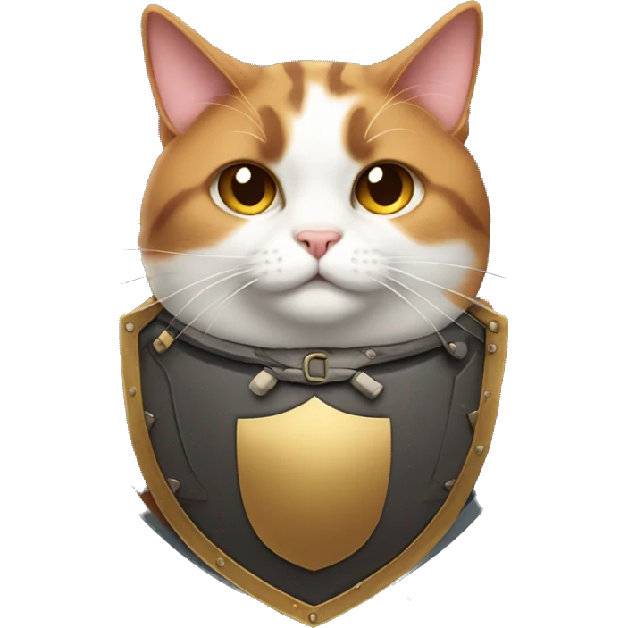 Fat calico cat with a shield  emoji
