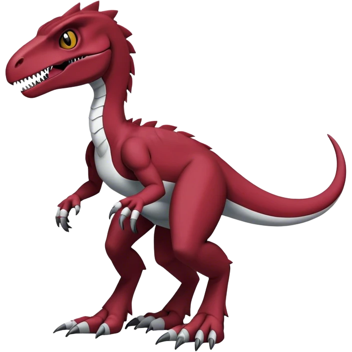  Cool Edgy Maroon Digimon-Fakemon-Velociraptor full body emoji