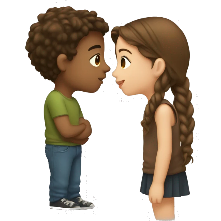 girl with brown hair kiss boy  emoji