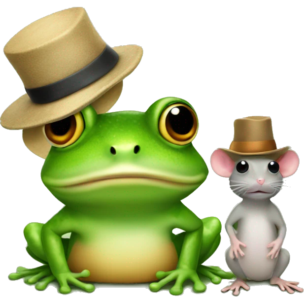 Frog with a rat and a hat emoji