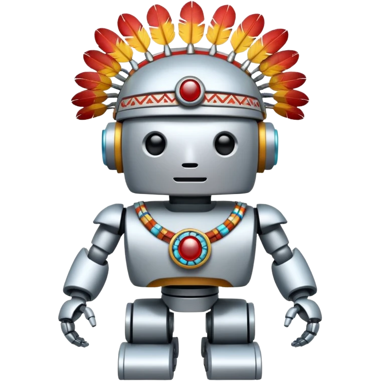 Full Robotic figure wearing native American regalia emoji
