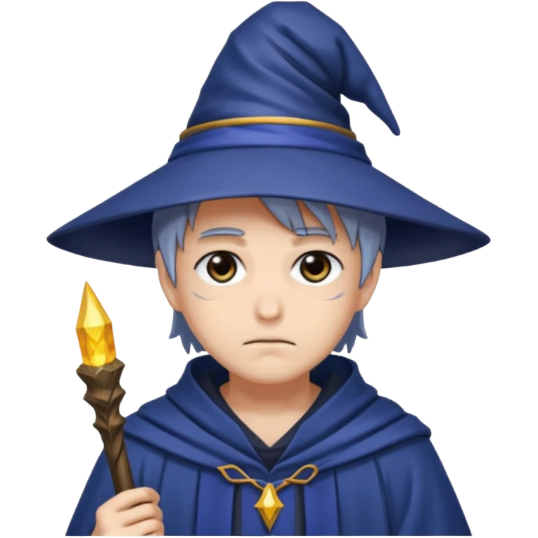 Anime very mysterious wizard, sad, no backhround emoji