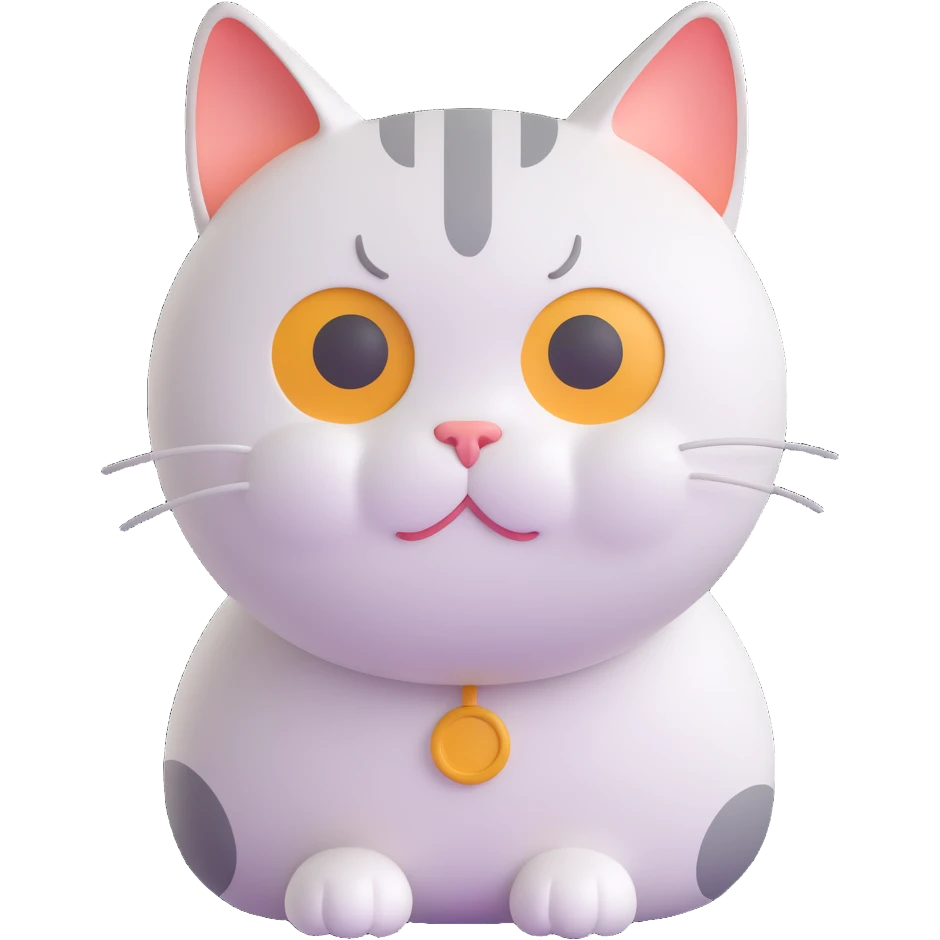 Round cat, neutral expression emoji