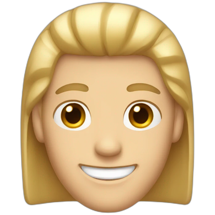 White guy with half long brow hair and a large smile emoji