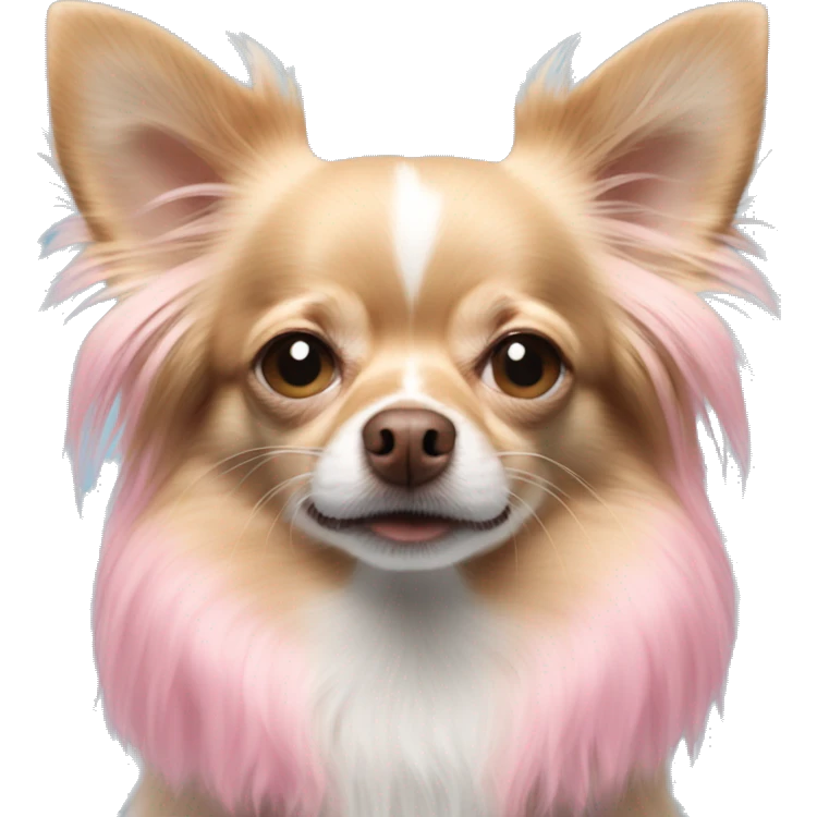 solid pink blue long-haired chihuahua face emoji