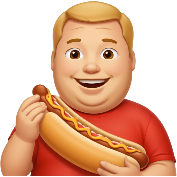 Fat man eating a hotdog emoji