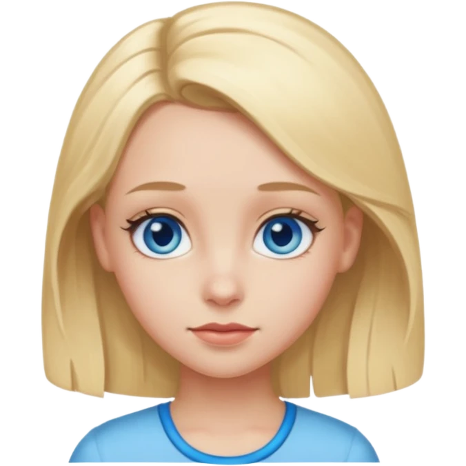blonde girl, blue eyes with clips in hair and big forehead emoji