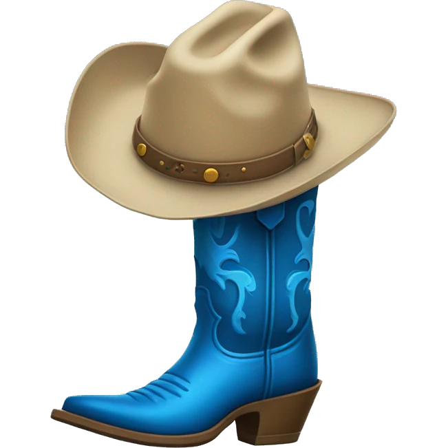 Blue cowboy boot with hat on top emoji