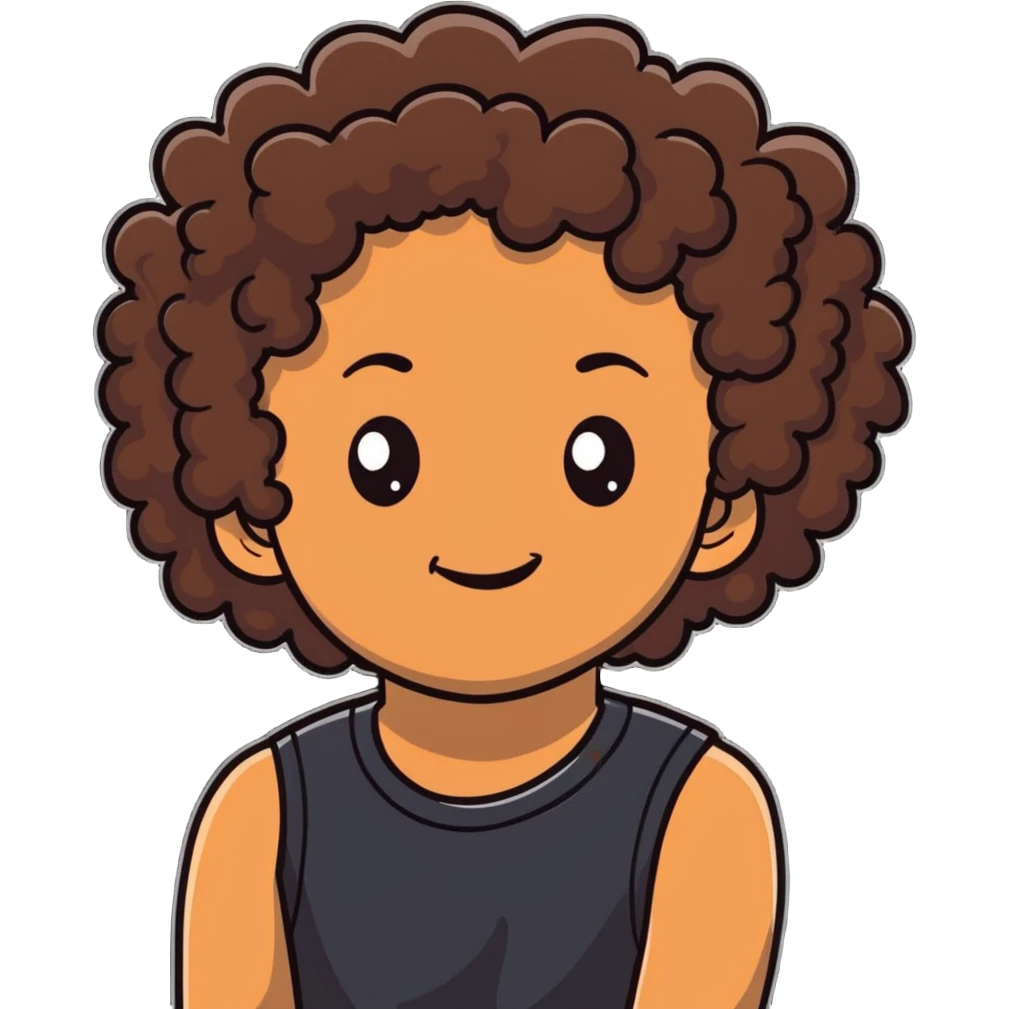 tan teenager with curly dark brown hair emoji