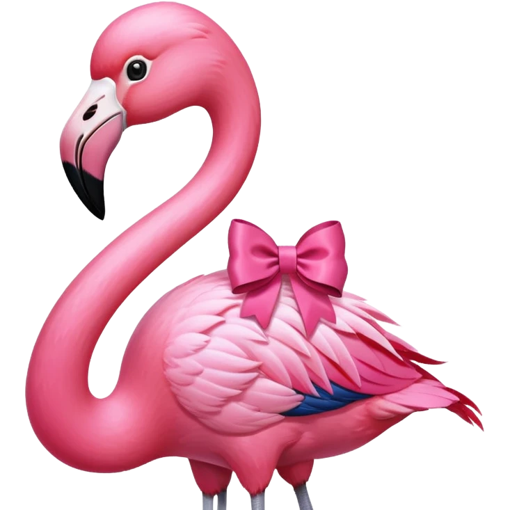 Flamingo with ribbon bow on its neck emoji