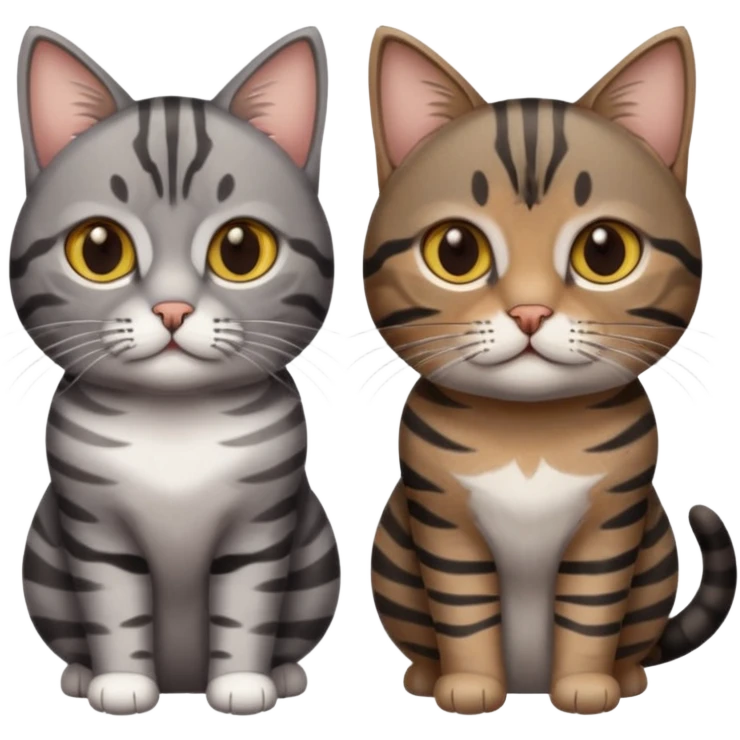 Grey tabby cat and smaller brown and black tabby cat emoji