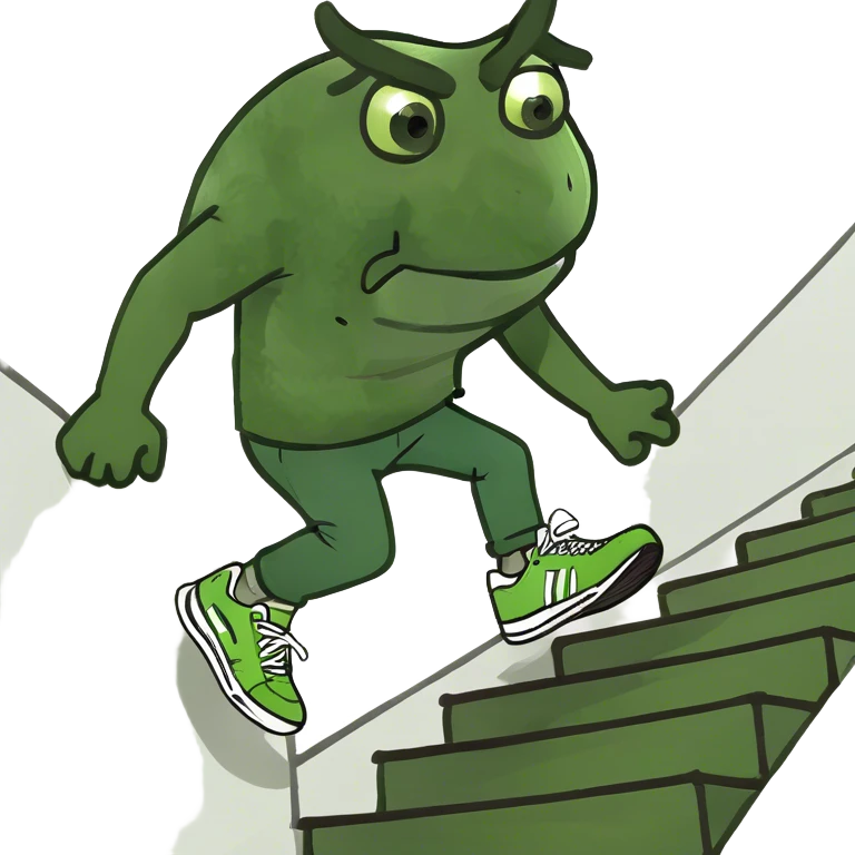 Man going down 📉📉📉📉📈📈 stairs ￼ emoji