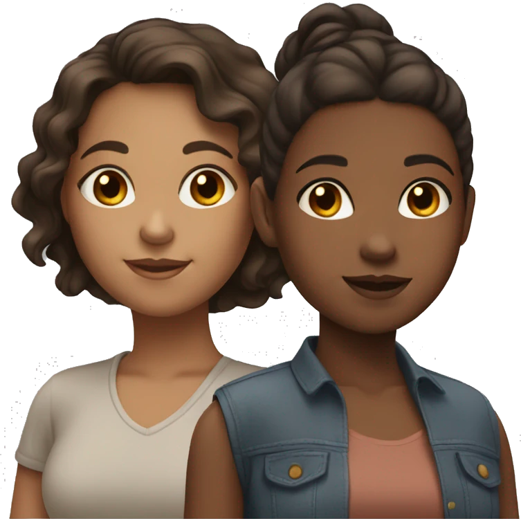 3 girls with light brown skin and dark brown hair  emoji