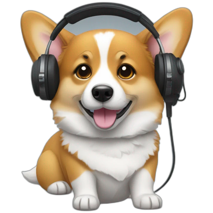 corgi with a headset emoji