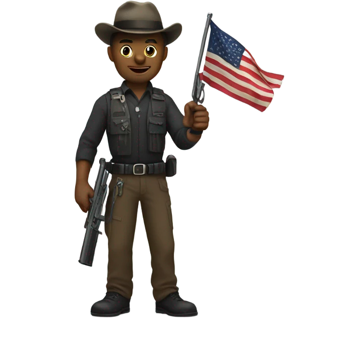 a man with pistol and flag emoji