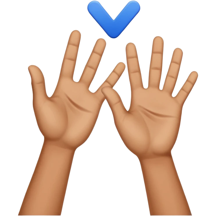 the raised hands emoji with a dark blue checkmark between them emoji