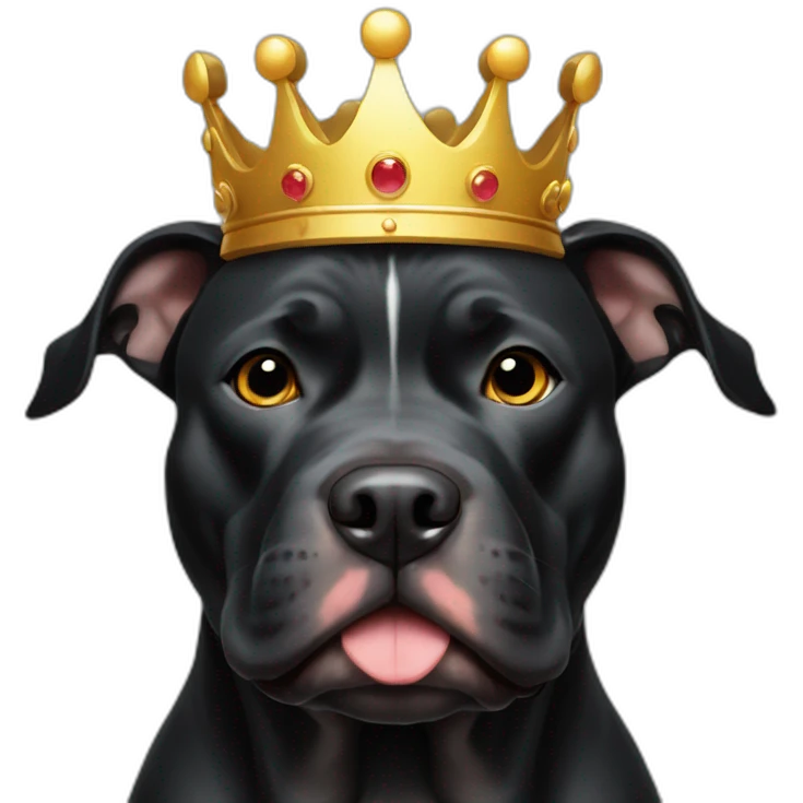all black pitbull dog with golden crown on his head emoji