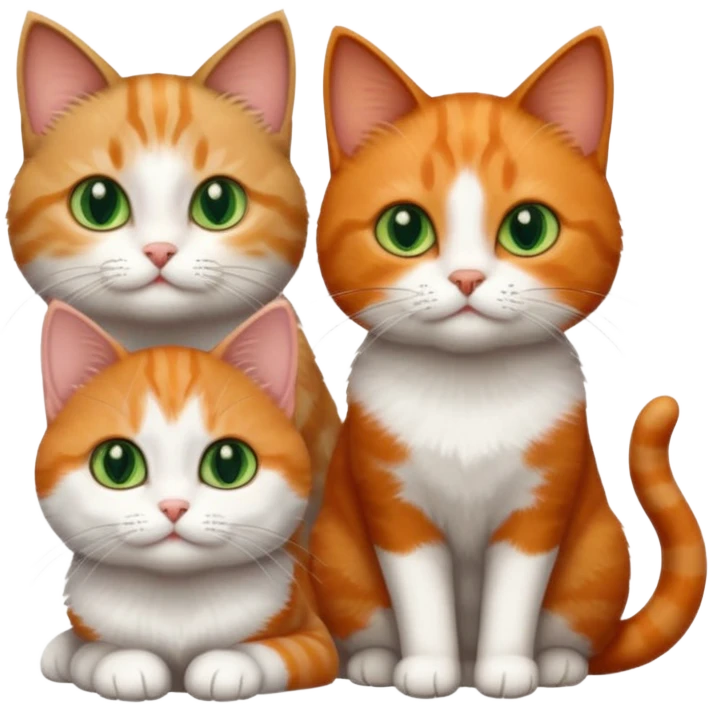3 tiny short hair cats including a dark grey and white cat with green eyes, a ginger and white with orange eyes and a brown tabby and white with hazel eyes emoji