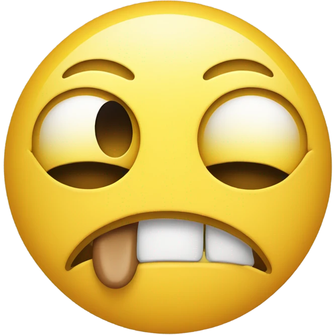 Yellow round emoji with one eye fully opened, but another eye half closed like he was cringed out, with a straight mouth emoji