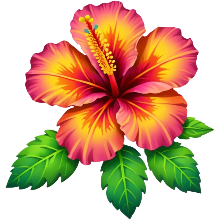 rainbow hibiscus with leaves emoji