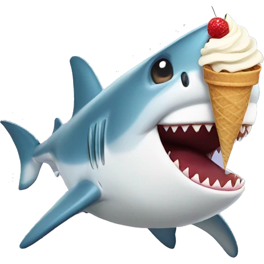 Shark with ice cream emoji
