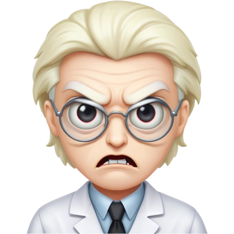 an evil scientist with an big eye that is angry emoji