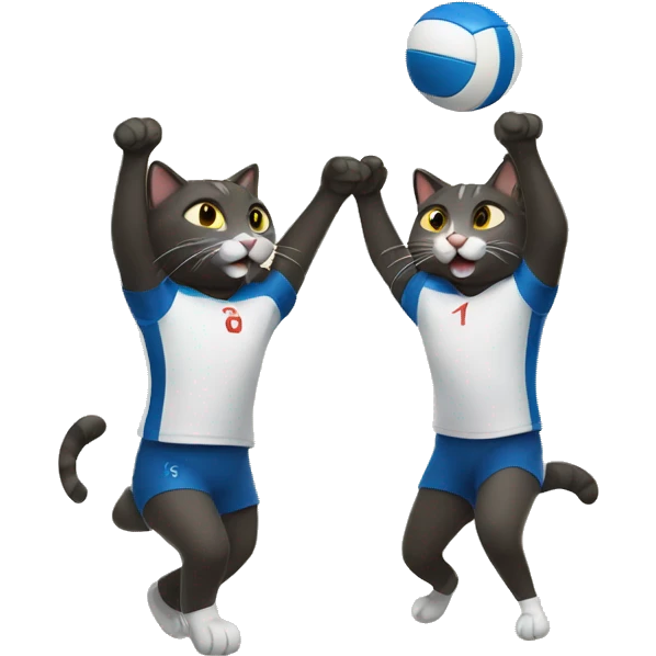 two cats playing volleyball emoji