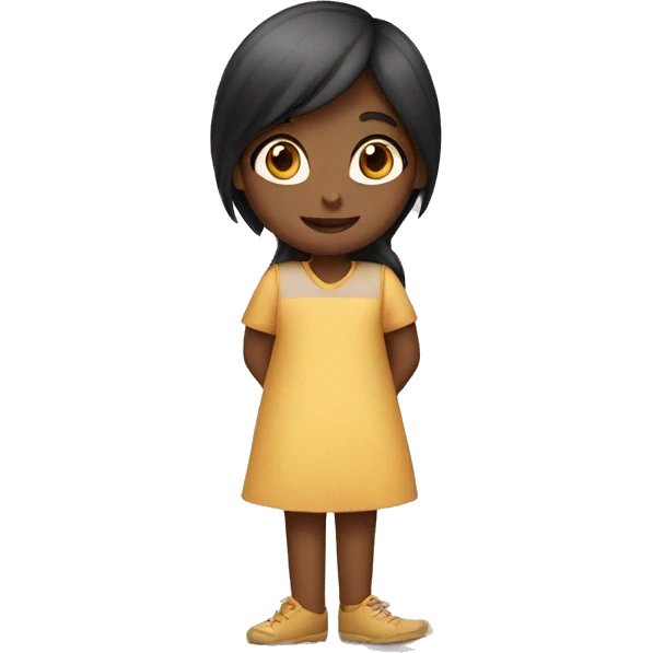 a girl standing behind the letter U emoji