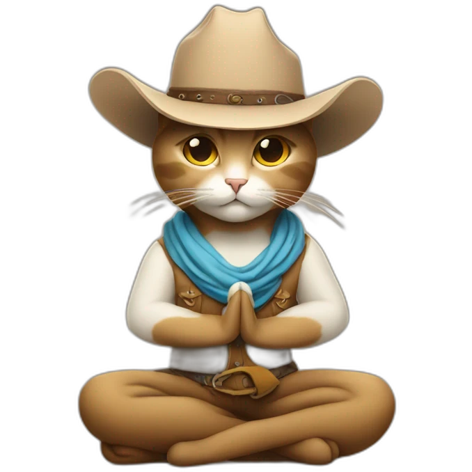 Calm meditating cat cowboy emoji