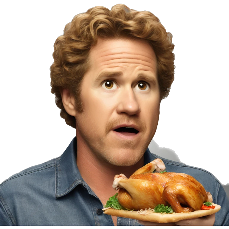 Will Farrell eating a whole chicken emoji