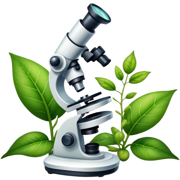 An icon featuring a DNA strand, a microscope, and a green leaf, symbolizing biology. The design includes animal cells, plant structures, and a frog, representing the study of living organisms and ecosystems. Transparent background highlights life sciences and biological research. emoji
