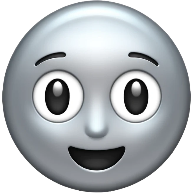 Silver chrome sparkle emoji, iOS emoji style, minimal shape, glossy metallic shine, clean background, smooth lighting emoji