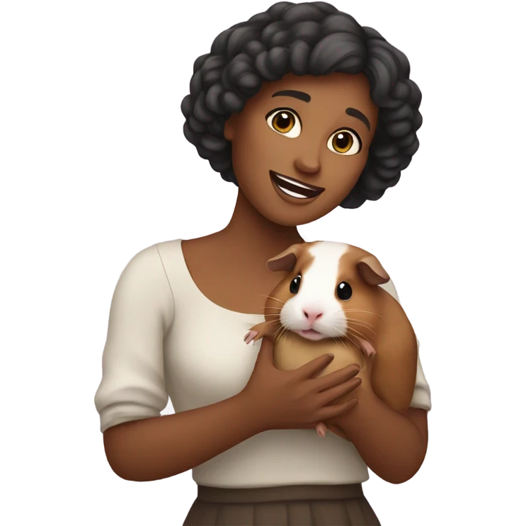 Woman holding a guineapig emoji
