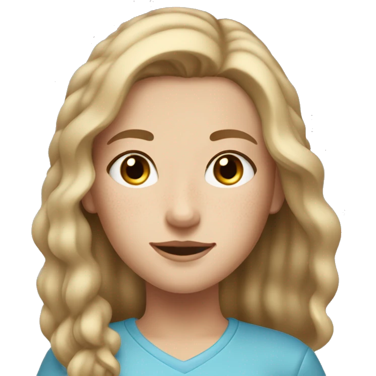 a girl with freckles greyish blue eyes and blondish light brown hair with lightish skin  emoji