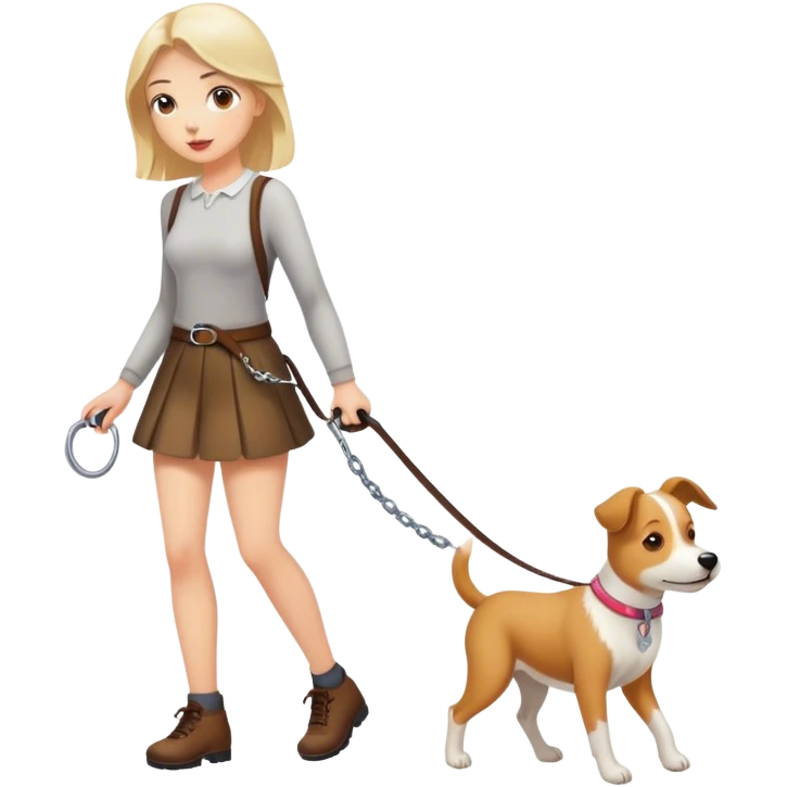 dog walking girl on leash emoji