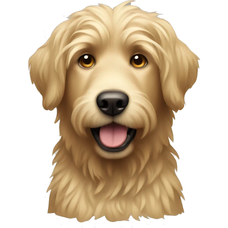 shaggy dog similar to labrador with golden sticking out hair emoji