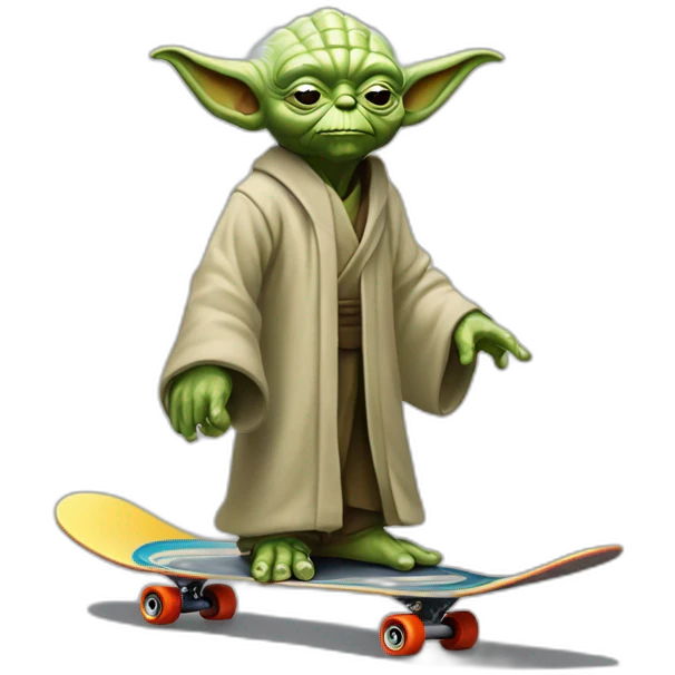Maitre yoda qui fais du skateboard emoji