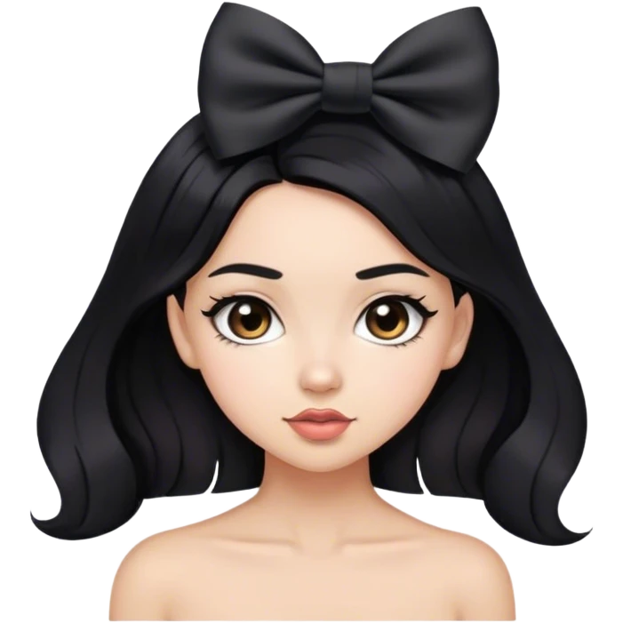 Beautiful brunette girl with black hair bow emoji
