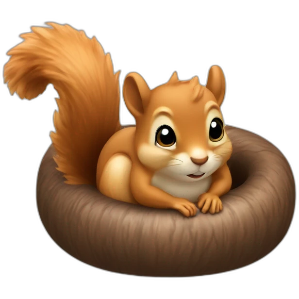 the squirrel curled up in a ring and covered itself with its tail emoji