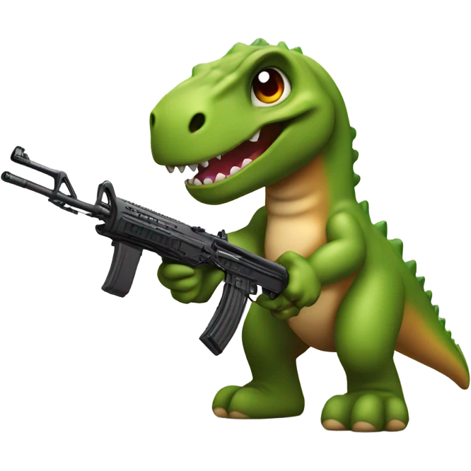 Dinosour with ak47 emoji