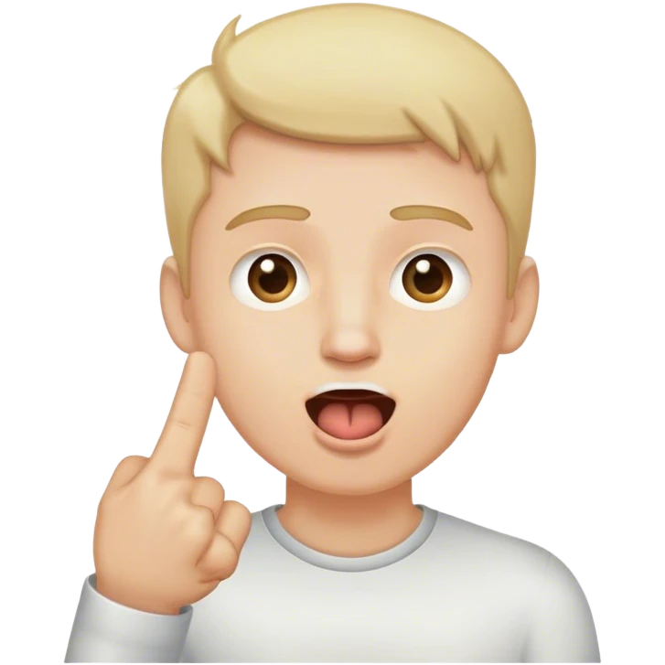 white male put his finger up and open mouse emoji