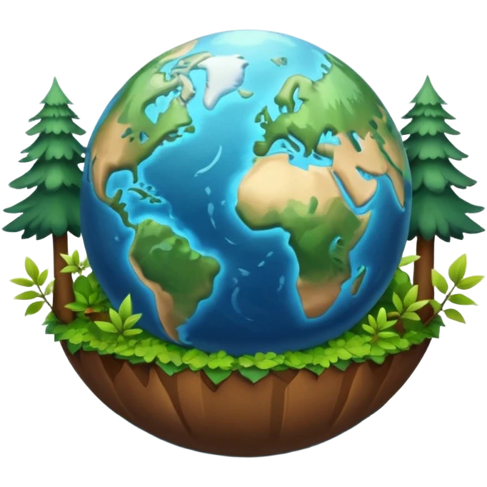 Generate a realistic emoji-style icon of the Earth with forests, oceans, and clean skies — bright lighting and soft shadows emoji