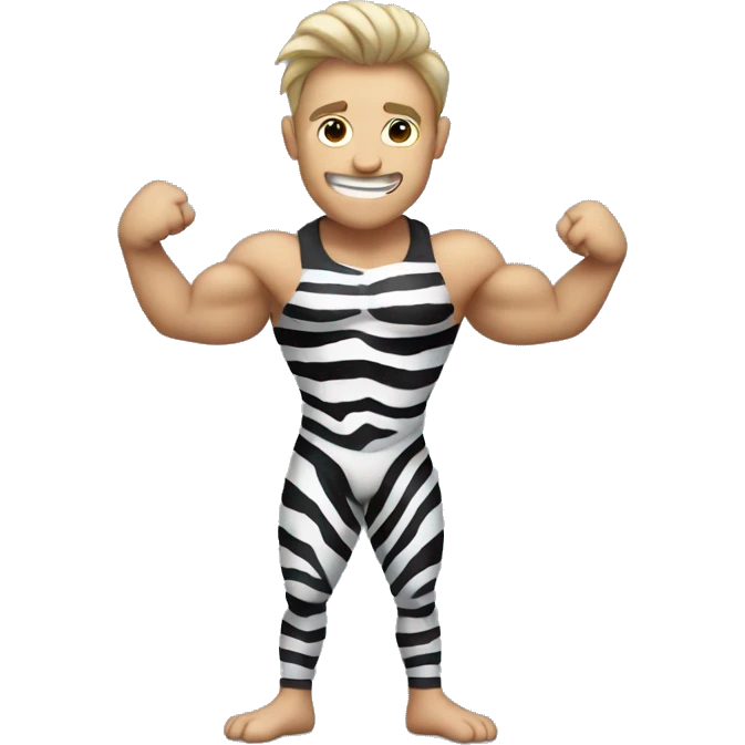 zebra as human, flexing emoji